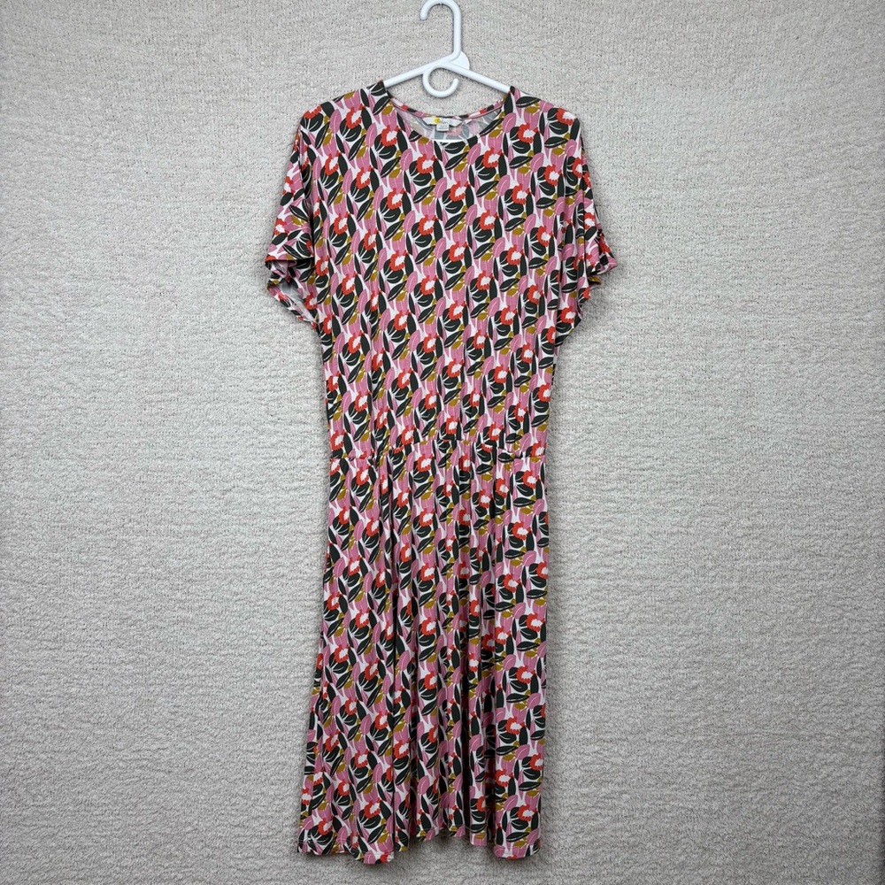 Boden Dress Womens 10L Pink‎ Multi Floral Abstract Bloom Viscose Stretch Pockets